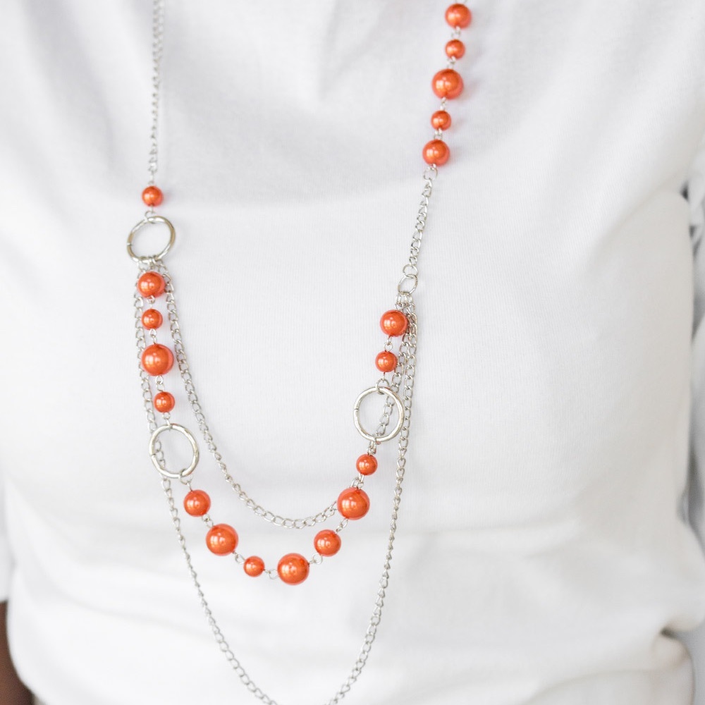 Long orange necklace